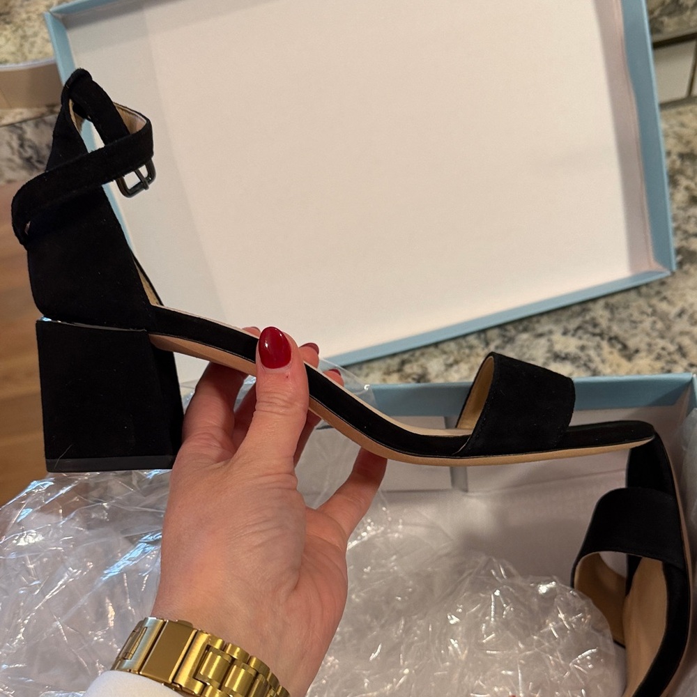 ANTONIO MELANI Black Suede Block Heels